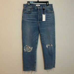 NWT Re/Done 70s Stove pipe jeans, distressed dawn blue, women’s size 31 (12).